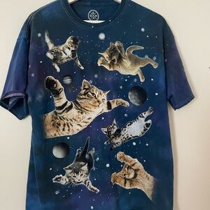 Space Cats!! Blue Cat Galaxy T-Shirt